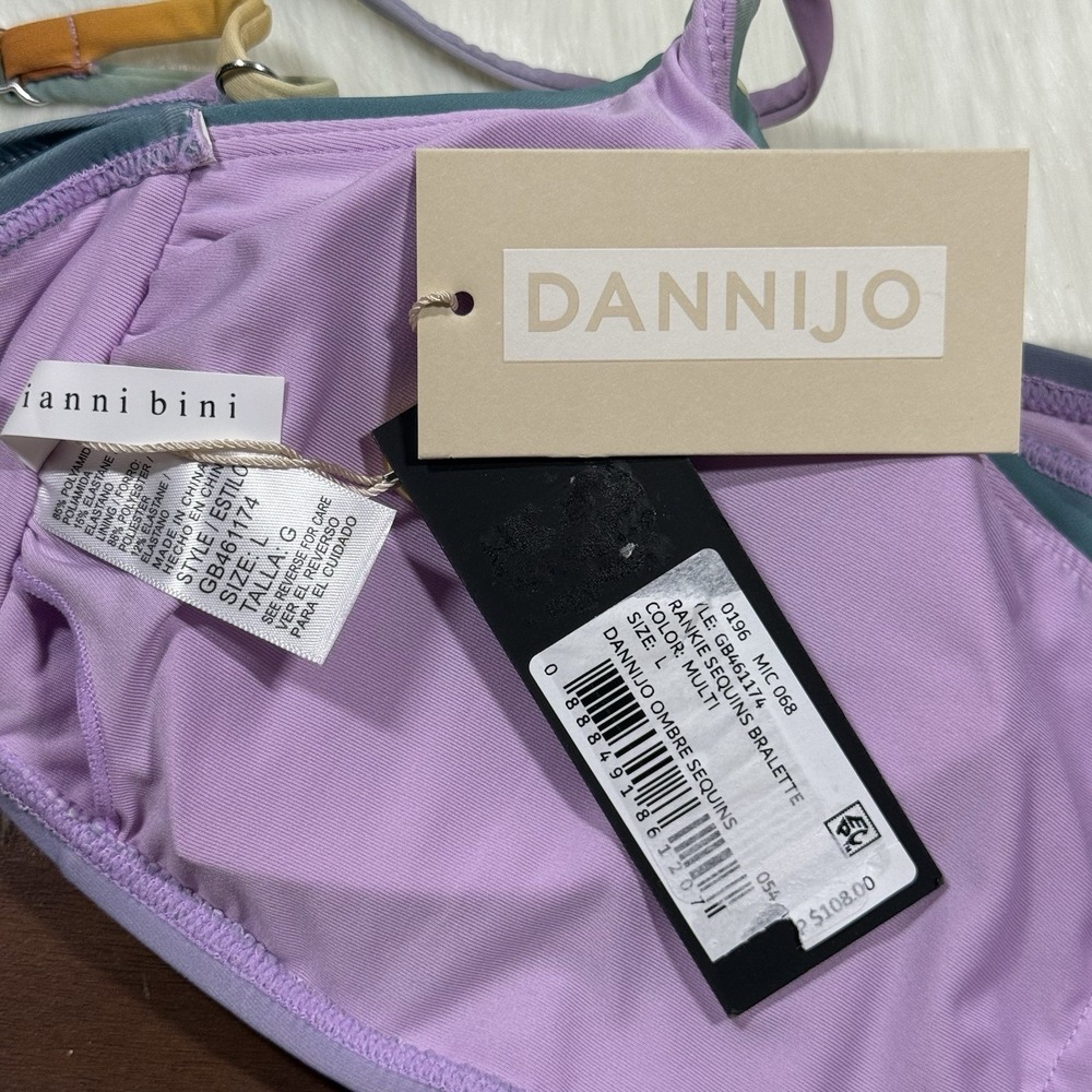 Gianni Bini x Dannijo Size Large Sequin Frankie Top Jayla Bikini Bottom Swimsuit - Picture 5 of 12